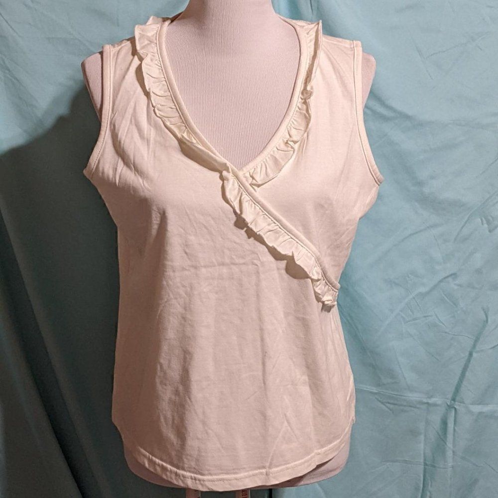 🆕NWT WHITE STAG LADIES MEDIUM WHITE RUFFLED SHIRT